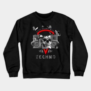 Hard Techno Less Drama Dark EDM Skull Crewneck Sweatshirt
